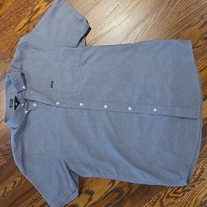 Volcom Men’s Modern Fit Gray Short Sleeve Button Down Shirt Size L